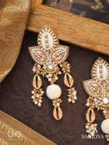 Pavi - Winter Wonderland - Beads And Shells Hand Embroidered Earrings