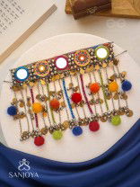 Varnaih - The Shades Of Life - Mirror, Beads And Coins Hand Embroidered Oxidised Neckpiece