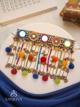 Varnaih - The Shades Of Life - Mirror, Beads And Coins Hand Embroidered Oxidised Neckpiece