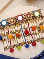 Varnaih - The Shades Of Life - Mirror, Beads And Coins Hand Embroidered Oxidised Neckpiece