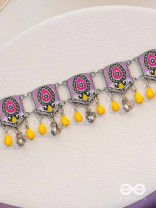 Blushing Marigold- Enamelled Oxidized Neckpiece