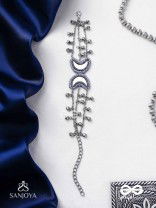 Chandrasalokya - The Lunar Twins - Mirrors, Resham And Beads Hand Embroidered Oxidised Bracelet