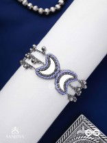 Chandrasalokya - The Lunar Twins - Mirrors, Resham And Beads Hand Embroidered Oxidised Bracelet