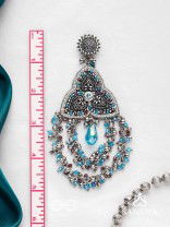 Prakirtih- The Euphoric Celebrations- Beads And Glass Drops Hand Embroidered Oxidised Earrings