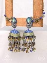 Anugita - Song Of The Sky - Stone, Coins And Beads Hand Embroidered Oxidised Earrings