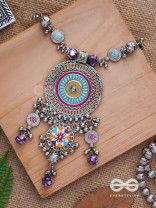 The Hypnotising Circles- Enamelled Oxidised Neckpiece