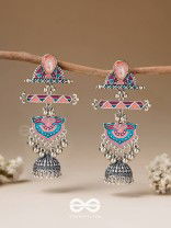 The Rosy Patterns- Stone Enamelled Oxidised Earrings