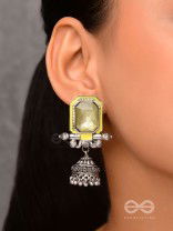 The Green Dahlia - Enamelled Oxidised Jhumka Earrings