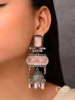 The Rosewood Nostalgia- Enamelled Oxidised Jhumka Earrings