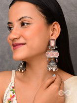 The Rosewood Nostalgia- Enamelled Oxidised Jhumka Earrings