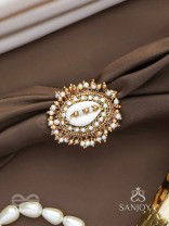 Haimana - The Shell Haven - Beads And Shell Hand Embroidered Ring