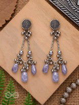 The Lilac Craze- Glass Drops Oxidised Earrings