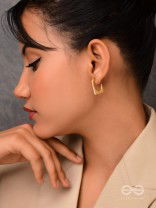 A Pixel Play - Golden Stainless Steel Earrings With Anti-Tarnish Coating