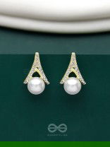 Glimmering Pearls - Golden Embellished Earrings
