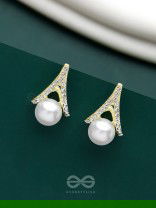 Glimmering Pearls - Golden Embellished Earrings