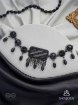 Anjyeta - Starry Nights - Beads, Cutdana And Glass Drops Hand Embroidered Neckpiece