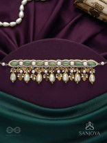 Haridvarna - Gilded Meadow Finery - Pearls, Stones And Beads Hand Embroidered Neckpiece