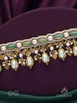 Haridvarna - Gilded Meadow Finery - Pearls, Stones And Beads Hand Embroidered Neckpiece