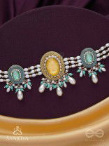 Divitmat - The Heavenly Skies - Stone And Beads Hand Embroidered Neckpiece