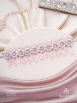 Aravindini - The Love Rose - Stone, Beads And Glass Drops Hand Embroidered Neckpiece