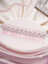 Aravindini - The Love Rose - Stone, Beads And Glass Drops Hand Embroidered Neckpiece