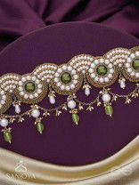 Pradavya - The Goddess Glamour - Stones, Beads And Pearls Hand Embroidered Neckpiece