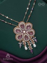 Bahukusumita - The Garden Gala - Stone, Beads And Pearls Hand Embroidered Neckpiece