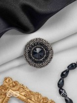 Amavasya - The New Moon Night - Stone And Beads Hand Embroidered Ring