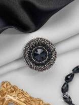Amavasya - The New Moon Night - Stone And Beads Hand Embroidered Ring