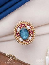 Vaibhraja - Stellar Shimmer - Stone And Beads Hand Embroidered Ring (Adjustable)