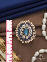 Rajiva - Deep Sea Dream - Stone And Beads Hand Embroidered Ring