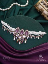 Syamatva - The Sparkling Night - Stone, Beads And Pearls Hand Embroidered Neckpiece