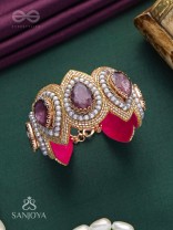 Pratijna - The Glowing Glamour - Stone, Beads And Cutdana Hand Embroidered Cuff Bracelet