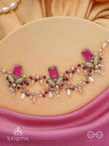 Asita - The Regal Orchid - Stones, Beads And Pearls Hand Embroidered Neckpiece
