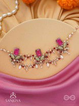 Asita - The Regal Orchid - Stones, Beads And Pearls Hand Embroidered Neckpiece