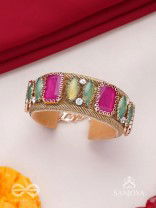 Satapattri - The Rosy Ferns - Stone Hand Embroidered Cuff Bracelet