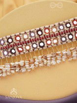 Revata - Hues Of Ocean - Mirror And Resham Hand Embroidered Neckpiece