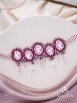 Udagat - Blushing Rose - Stone, Beads And Glass Drops Hand Embroidered Neckpiece