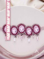 Udagat - Blushing Rose - Stone, Beads And Glass Drops Hand Embroidered Neckpiece