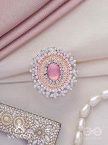 Anushayin- The Budding Faith- Stone, Beads And Sequins Hand  Embroidered Stud Ring