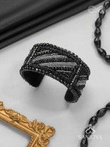 Nisithah - The Midnight's Magic - Beads And Cutdana Hand Embroidered Cuff Bracelet