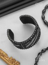 Nisithah - The Midnight's Magic - Beads And Cutdana Hand Embroidered Cuff Bracelet