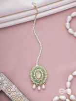 Aranyani - The Meadow Dreams - Stone, Beads And Pearls Hand Embroidered Maangtika