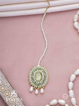 Aranyani - The Meadow Dreams - Stone, Beads And Pearls Hand Embroidered Maangtika