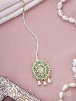 Aranyani - The Meadow Dreams - Stone, Beads And Pearls Hand Embroidered Maangtika