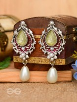 The Nature's Grace - Embellished And Enamelled Oxidised Earrings