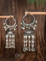 The Frost Blooms - Statement Oxidised Jhumka Earrings