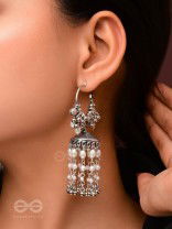 The Frost Blooms - Statement Oxidised Jhumka Earrings