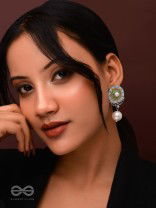 The Serene Carvings - Enamelled Oxidised Pearl Earrings