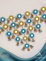 Parigha - The Cloud Line - Beads And Mirror Hand Embroidered Oxidised Neckpiece